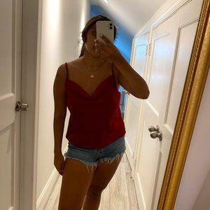 RED Cowl Neck Tank Top
